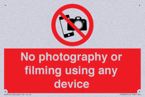 No photography or filming using any device